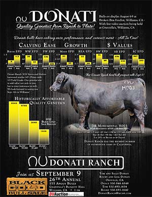 Donati Ranch Black Gold Bull Sale ad